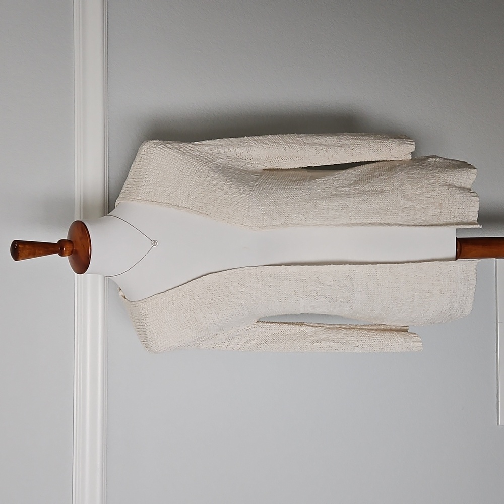 H&M Open Front Lightweight Knit Cardigan 3/4 Sleeve Cream XS